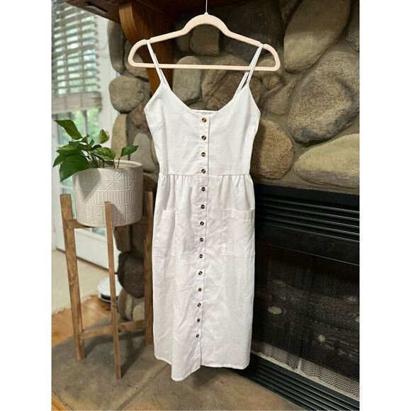 White spaghetti strap midi dress - Picture 1 of 13